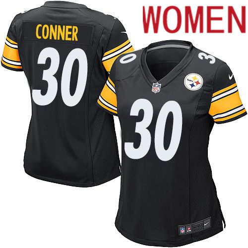 Women Pittsburgh Steelers #30 James Conner Nike Black Game NFL Jersey